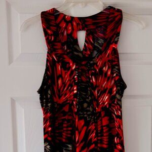 Simon Chang Sun Dress Women SZ M Romantic Sleeveless Pockets Red